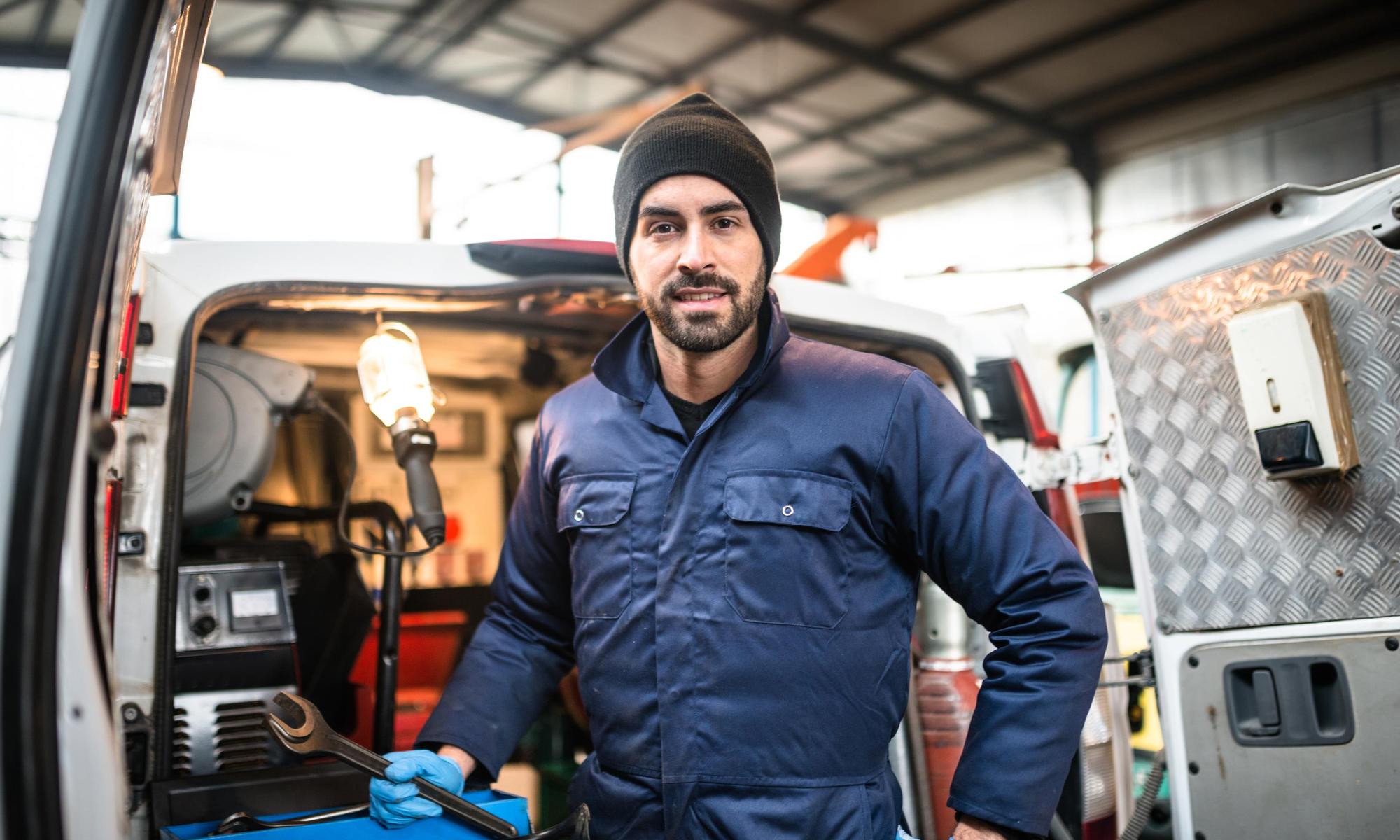 Mechanic technician on a garage