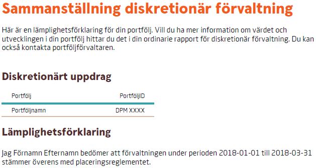 Info: sammanställning diskretionär förvaltning